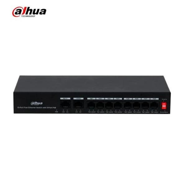 DAHUA 8port 65w FULL PoE PFS3010-8ET-65 10/100 2X-UPLINK Yönetilemez Switch ürün görseli 1