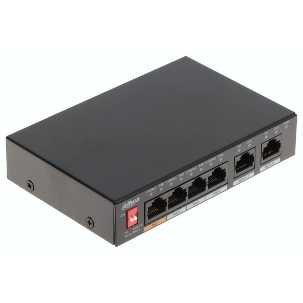 DAHUA 6port 60w 4port PoE PFS3006-4ET-60-V2 10/100 2X-UPLINK Yönetilemez Switch ürün görseli 1