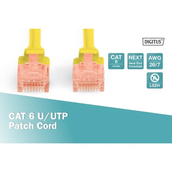 DIGITUS 10m CAT6 Utp DK-1617-100/Y Sarı Patch Kablo - Resim 3