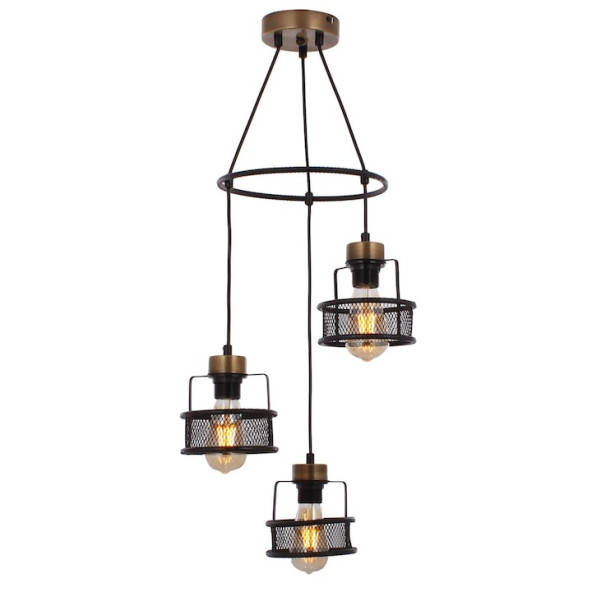 AVONNI AV-65058-3ET Eskitme/Siyah Kaplama Modern Avize E27 Metal 40cm ürün görseli 1