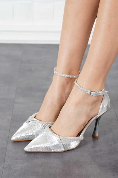 Feles Bilek Şerit Taş Detaylı Topuklu Stiletto Kadın Ayakkabı ürün görseli 1