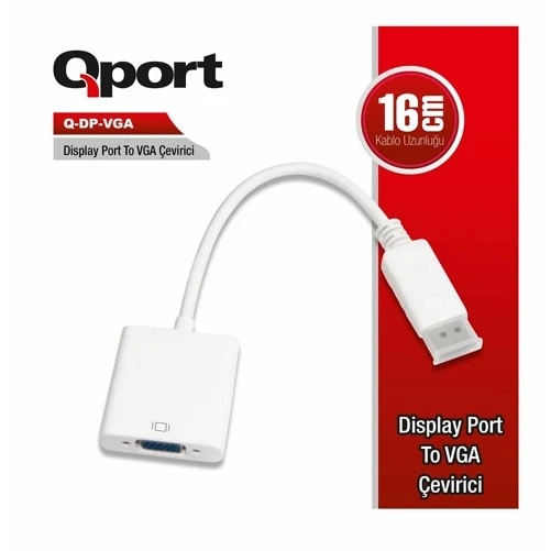 QPORT Q-DP-VGA 0.15metre DP-VGA (D) Görüntü Adaptörü Siyah 1080p ürün görseli 1