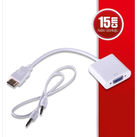 QPORT Q-HD-VGJ 0.15metre HDMI-VGA (D) Görüntü Adaptörü Beyaz Sesli 1080p ürün görseli 1