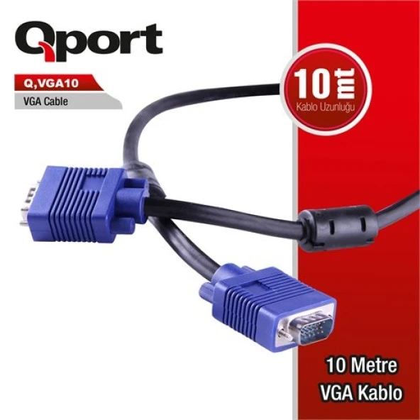 QPORT Q-VGA10 10metre VGA Görüntü Kablosu ürün görseli 1