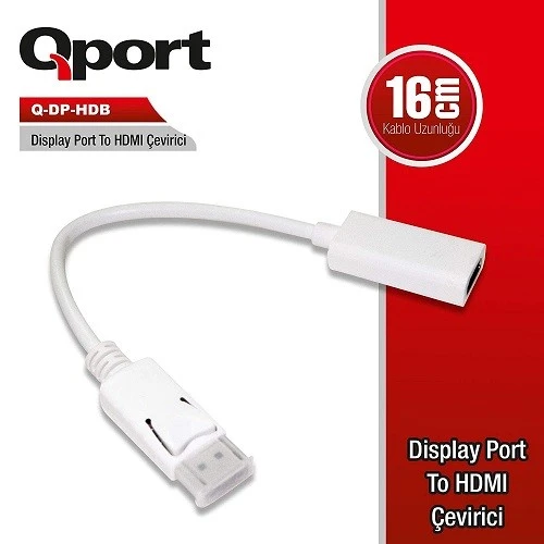 QPORT Q-DP-HDB 0.15metre DP-HDMI Görüntü Adaptörü Beyaz 1080p ürün görseli 1