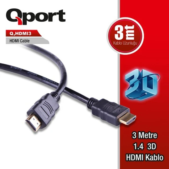 QPORT Q-HDMI3 3metre HDMI Görüntü Kablosu 1.4v ürün görseli 1