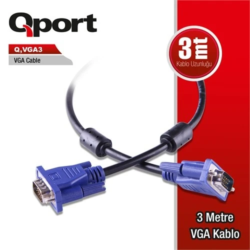 QPORT Q-VGA3 3metre VGA Görüntü Kablosu ürün görseli 1