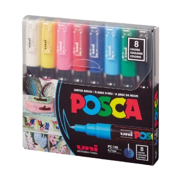 Uni-Ball POSCA Poster Markörü Ana Renkler 8'li Set PC-1M/8C ürün görseli 1
