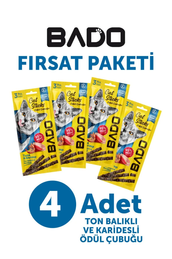 Bado Kedi Ödül Çubuğu Ton Balıklı ve Karidesli 3x5gr 4Lü ürün görseli 1