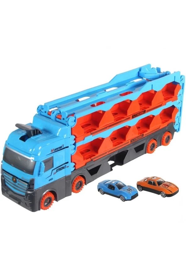 Tır 2 Metre Uzunluk Yarış Pisti Araç Taşıyıcı Oyuncak Truckine Araç Fırlartmalı Oyuncak Tır ürün görseli 1