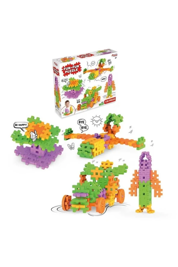 FUN FUN PUZZLE 128 PARÇA KIZ ERKEK YAPI OYUNCAKLARI YENİ NESİL TASARIM OYUNCAKLARI ürün görseli 1