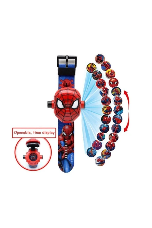 Spiderman Örümcek Adam Projeksiyonlu Saat 24 Farklı Karakteri Duvara Yansıtır ürün görseli 1
