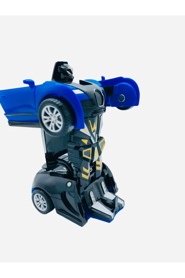 Robota Dönüşebilen Bugatti Araba Mavi Renk - Resim 3