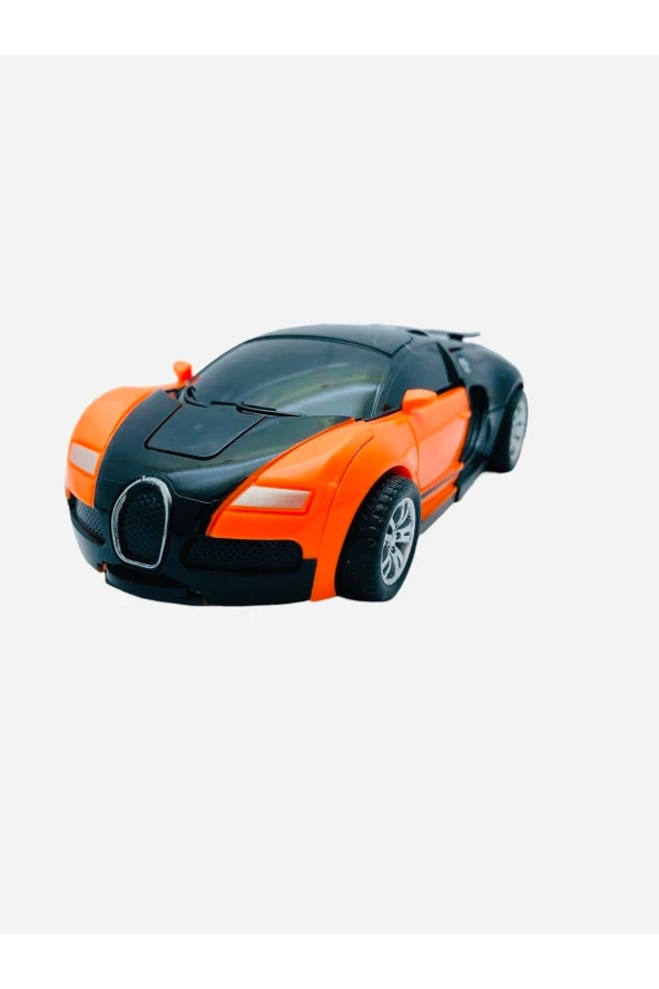 Robota Dönüşebilen Bugatti Araba Turuncu Renk - Resim 3