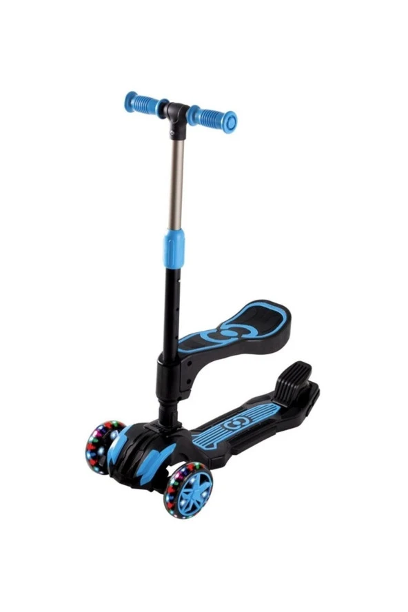 Combo 3-7 Yaş Led Işıklı 3 Tekerlek Oturaklı Yükseklik Ayarlı Katlanabilir Çocuk Scooter ürün görseli 1