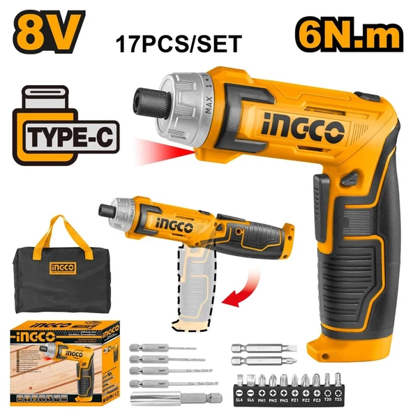 Ingco Csdlı0802 Usb Şarjlı Akülü Vidalama 8v - Resim 2
