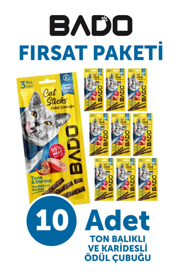 Bado Kedi Ödül Çubuğu Ton Balıklı ve Karidesli 3x5gr 10Lu ürün görseli 1