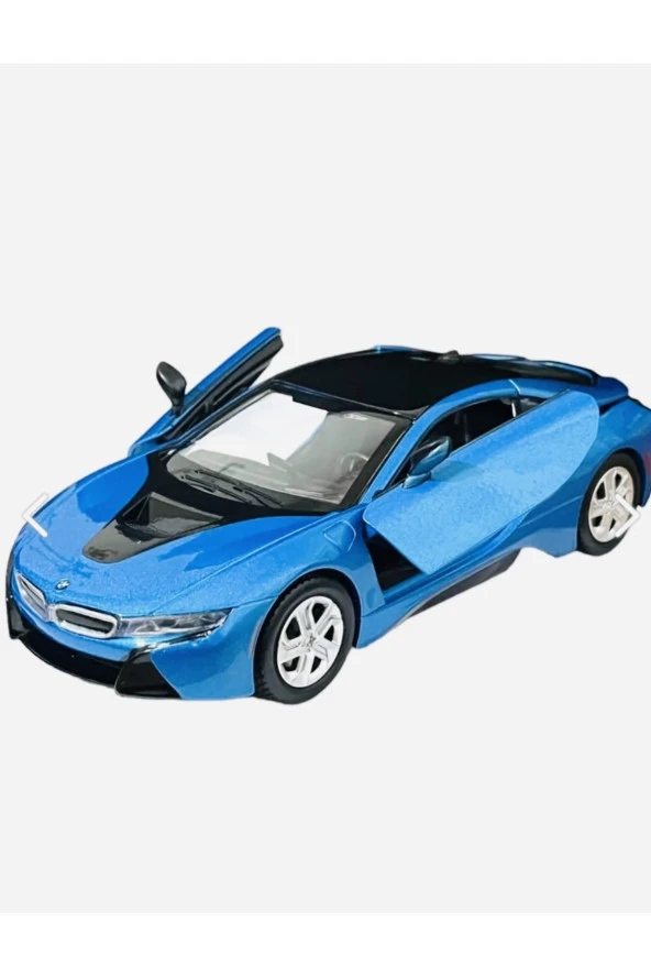 Bmw I8 Coupe - 1/24 7inch Mavi Lisanslı Metal Model Araba Koleksiyon ürün görseli 1