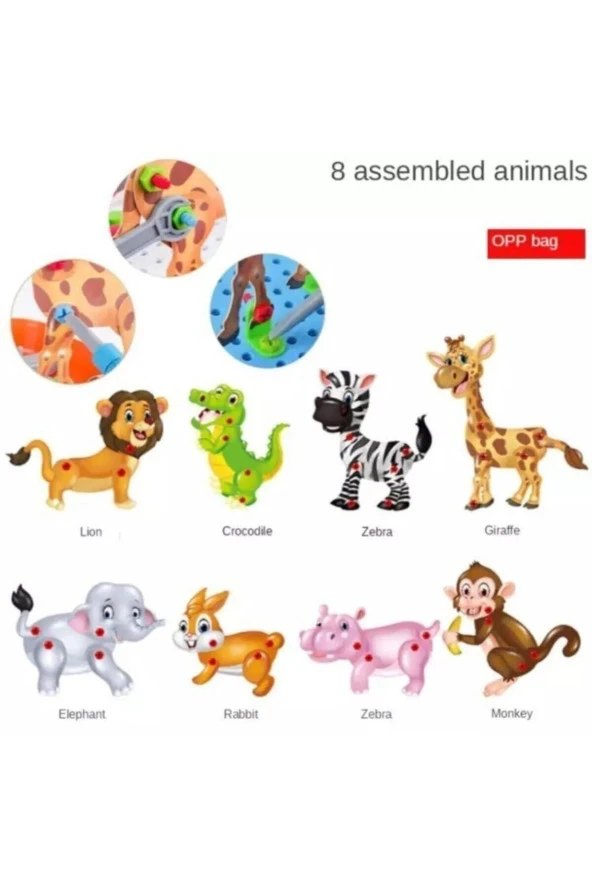 Çantalı Pilli Matkap 3d Puzzle Mozaik Hayvanlar Puzzle Eğitici Yapı Oyuncakları ürün görseli 1