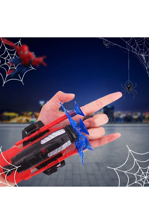 Spiderman Ağ Atan Bileklik Vantuz Fırlatan Ok Atan Örümcek Adam Oyuncak Fırlatıcı Seti ürün görseli 1