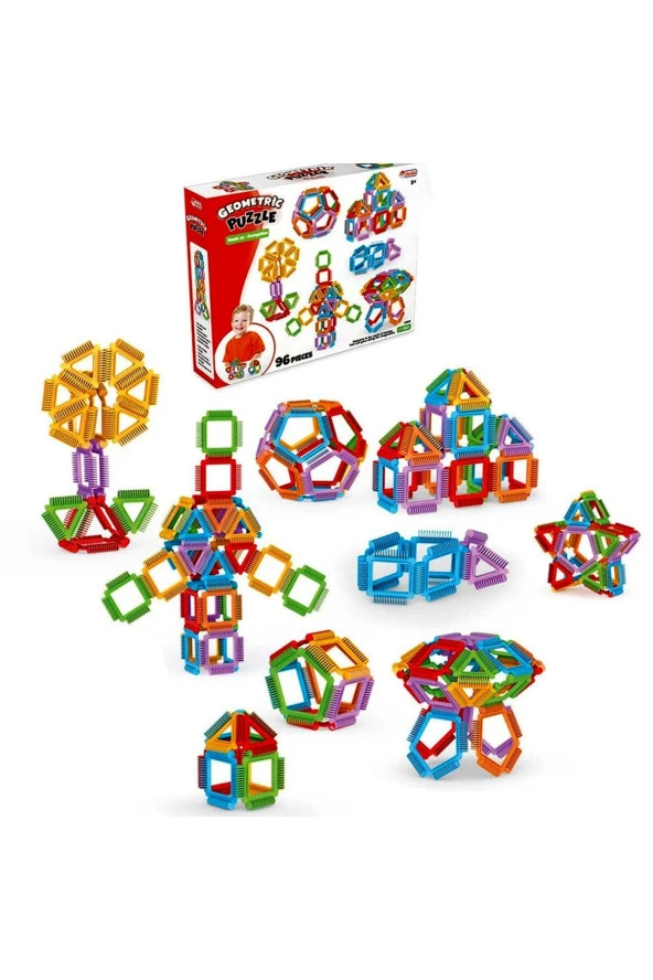Geometrik Puzzle 96 Parça EGİTİÇİ COCUK GELİŞİM SETİ OYUNCAK OYUN ürün görseli 1
