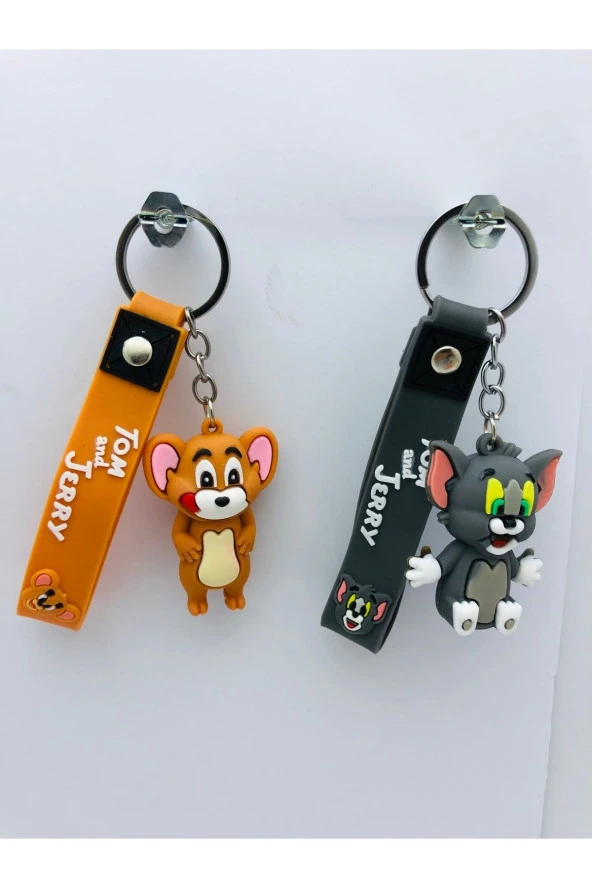 Tom Cat Ve Jerry 2 Adet 3d Silikon Anahtarlık Oyuncak Ve Çanta Aksesuarı ürün görseli 1