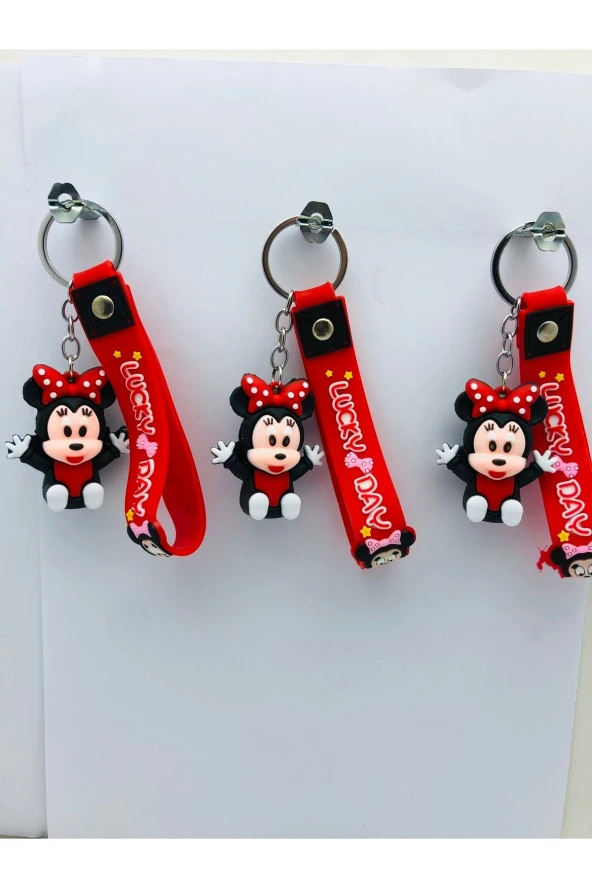 Minniee Mouse 3 Adet 3d Silikon Anahtarlık Oyuncak Ve Çanta Aksesuarı ürün görseli 1