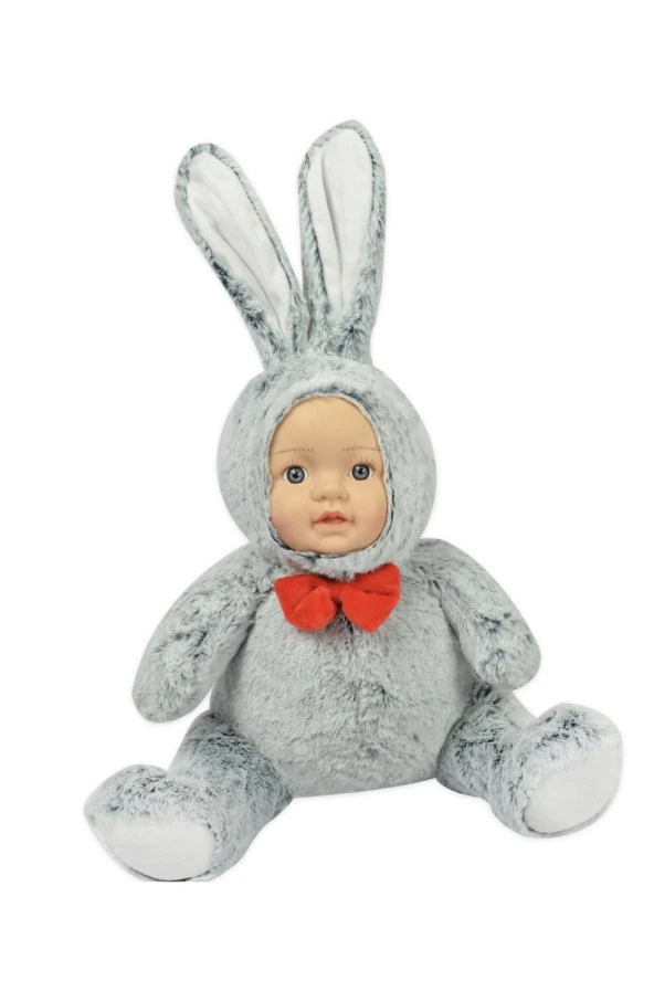 Bebek Yüzlü Peluş Tavşan 45 Cm Gri ürün görseli 1
