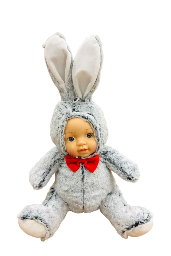 Bebek Yüzlü Peluş Tavşan 60 Cm Gri ürün görseli 1