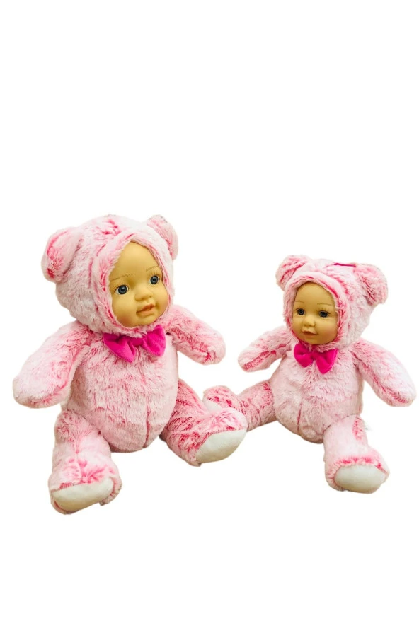 Bebek Yüzlü Peluş Ayı 45 Cm Pembe - Resim 4