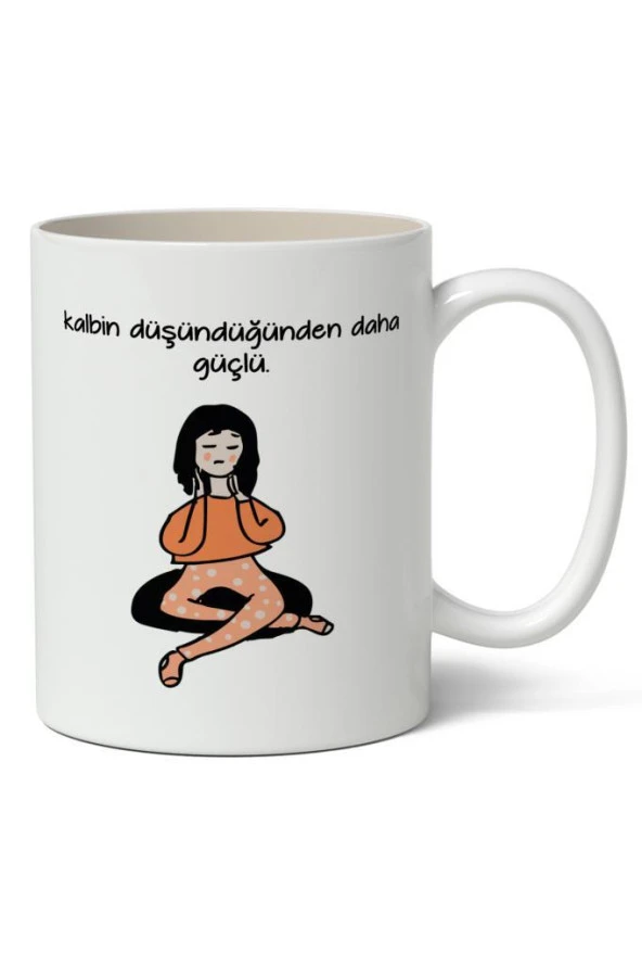 Kalbin Düşündüğünden Daha Güçlü Baskılı Kupa Bardak Baskılı Kahve Kupa Bardak ürün görseli 1