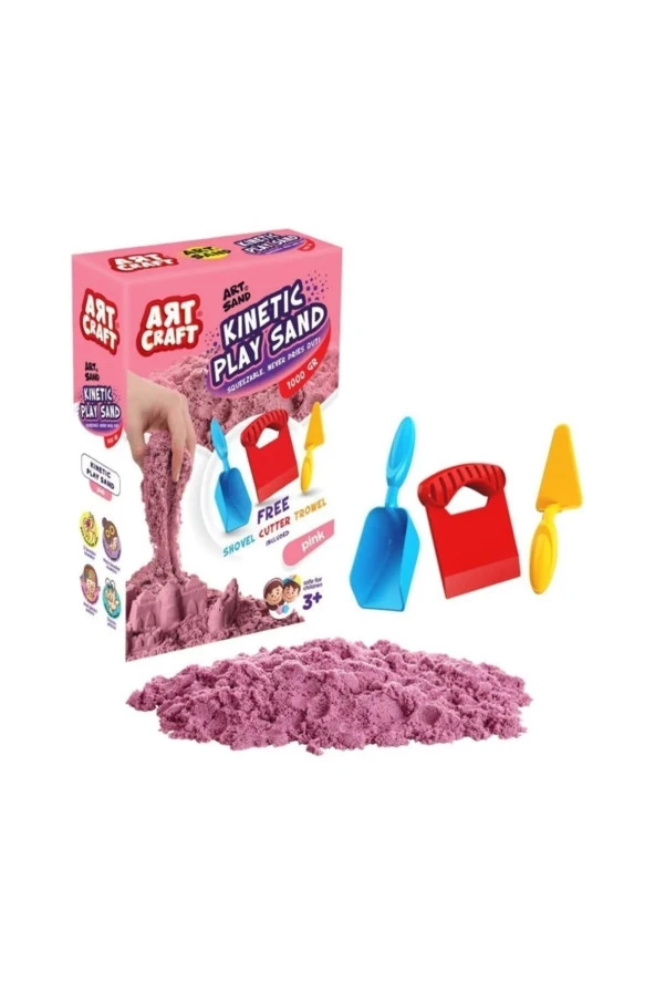 Eğitici Kinetik  Kum Aksesuarlı Kinetik Oyun Kumu (1000 Gr.)  Art Sand Kumu-PEMBE ürün görseli 1