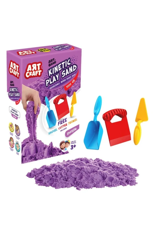 Eğitici Kinetik  Kum Aksesuarlı Kinetik Oyun Kumu (1000 Gr.)  Art Sand Kumu-MOR ürün görseli 1