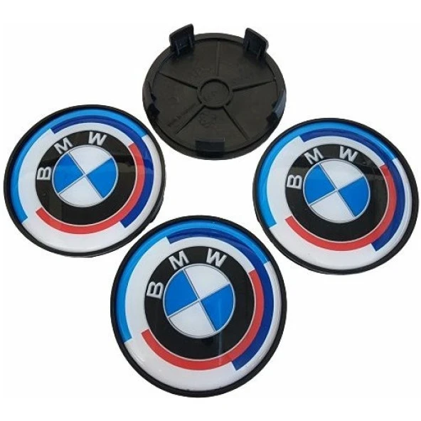 Bmw 50. Yıl Damla Geçme Jant Göbeği Siyah 4 Lü 65/68MM ürün görseli 1