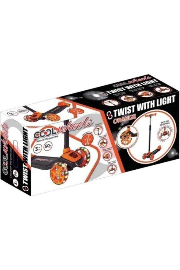 3 Tekerlekli Scooter Led Işıklı Yükseklik Ayarlı Twist Çocuk Scooter 3 Yaş Üzeri Turuncu Renk ürün görseli 1
