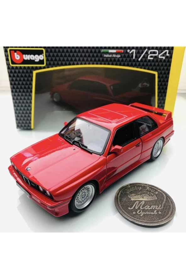 Yeni - New 1988 BMW M3 (E30) Red 1:24 Ölçek Burago Marka ürün görseli 1