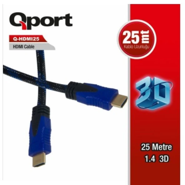 QPORT Q-HDMI25 25metre HDMI Görüntü Kablosu 3D Gold 1.4v ürün görseli 1