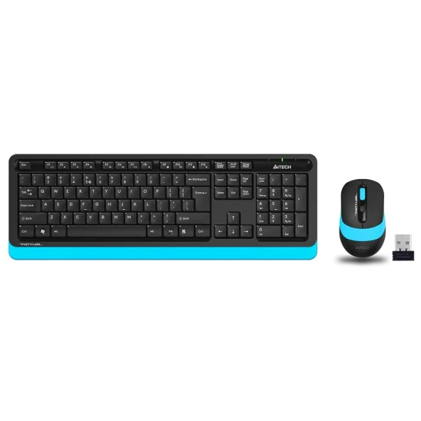 A4 TECH FG1010 Kablosuz Q Trk Optic Mouse Siyah/Mavi Multimedya Klavye - Mouse Set ürün görseli 1