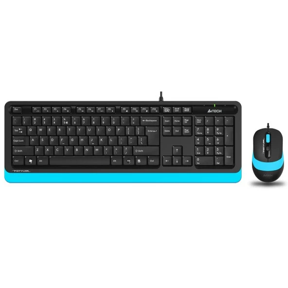 A4 TECH F1010 USB Q Trk Optic Mouse Siyah/Mavi Standart Klavye - Mouse Set ürün görseli 1