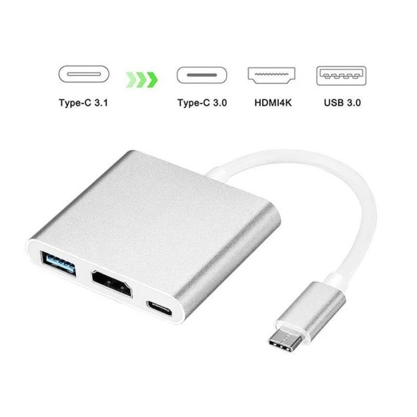 CODEGEN CDG-CNV39 0.15metre TYPE-C -HDMI_USB 3.0_TYPE-C Çevirici Adaptör Gümüş 1080p ürün görseli 1