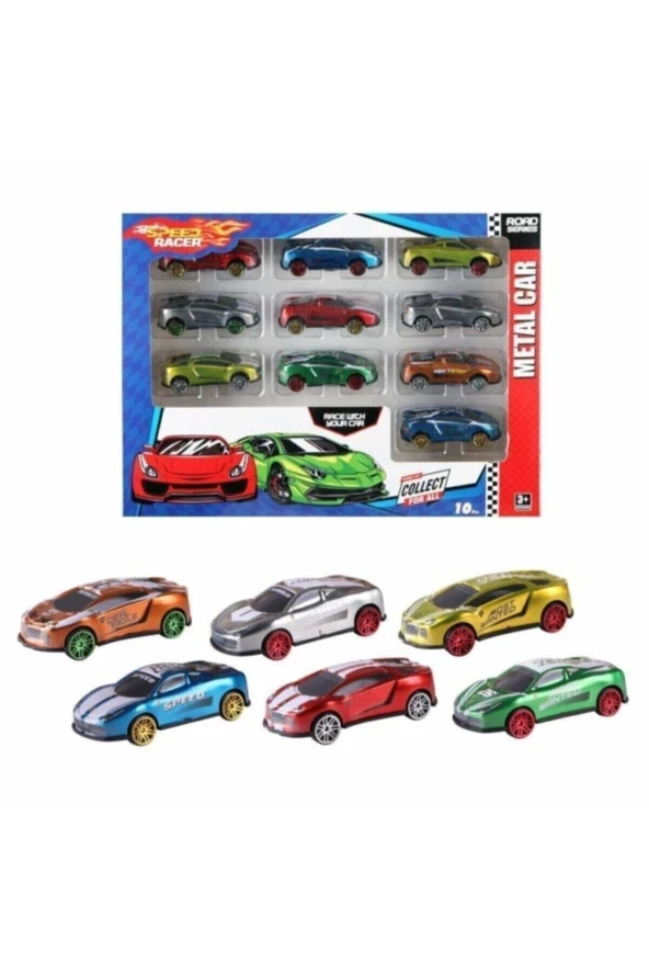 Speed Car 10'lu Metal Die-cast Araba Hot Wheels Benzeri Oyuncak Model Araba Seti ürün görseli 1