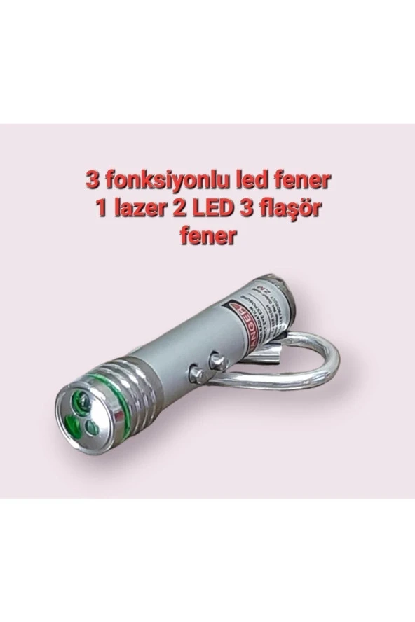 Lazer 3 Fonksiyonlu Kırmızı Beyaz Işıklı Led Kedi Köpek Oyuncak Anahtarlık Lazer ürün görseli 1