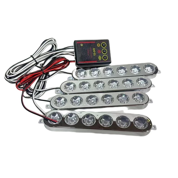 Çakar lamba 6x4 led kırmızı mavi 12-24v / LAPA536-3 ürün görseli 1