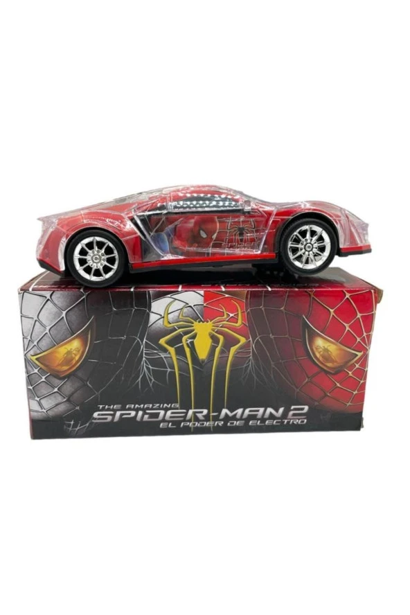 Spiderman Işıklı Sesli Çarp dön Oyuncak Araba 25 cm - Resim 4