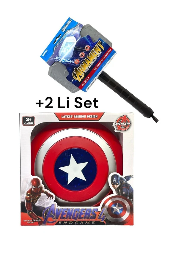 Captain Amerika Kalkan Thor Çekip Sesli Işıklı 2'li Set Oyuncak ürün görseli 1