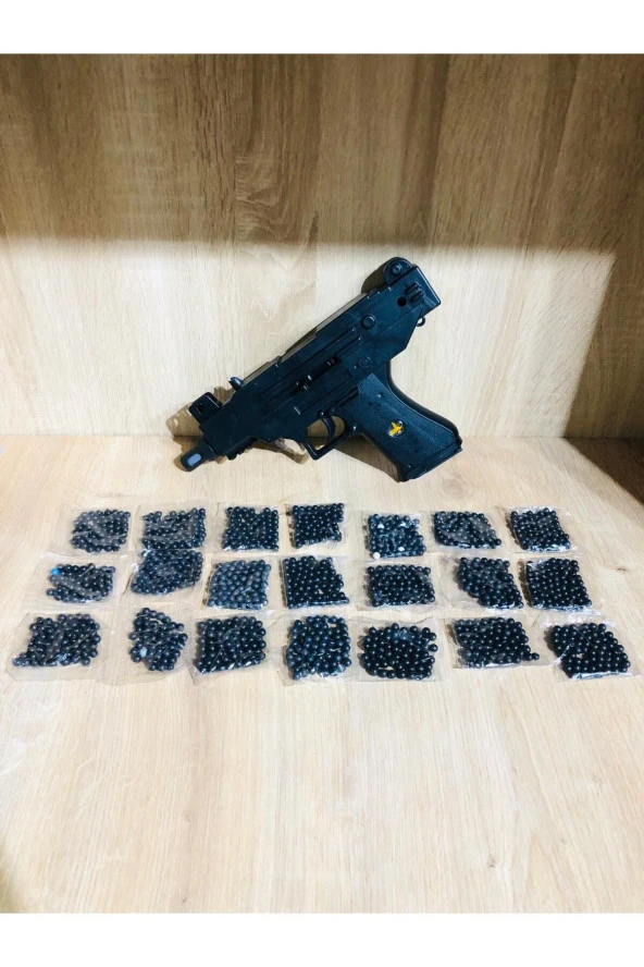 Boncuklu Uzi Silah + 21 Paket Mermi - Resim 4