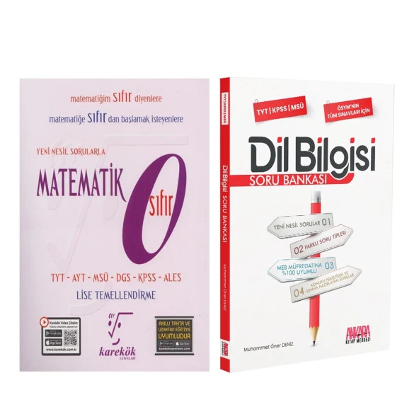 Karekök TYT Matematik Sıfır ve AKM Dil Bilgisi Soru Bankası Seti 2 Kitap ürün görseli 1