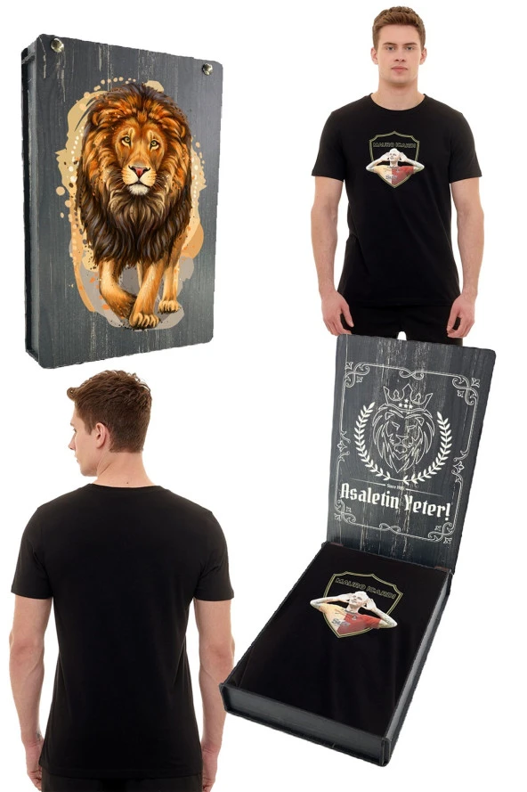 Galatasaray Orijinal Lisanslı Sıfır Yaka Gs İcardi T-Shirt Gs Aslan Baskılı Hediyelik Ahşap Kutulu ürün görseli 1