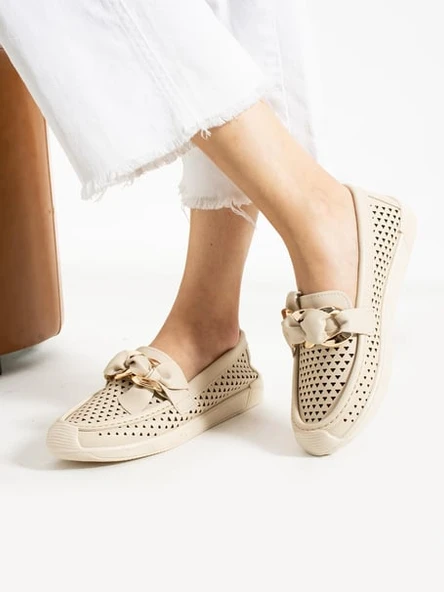 Feles Delikli Loafer Kadın Babet - Resim 5
