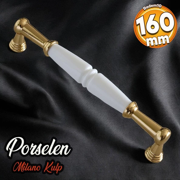 Milano Gerçek Porselen Altın Gold 160 mm Mobilya Mutfak Kulp Çekmece Dolap Kulplar Kapak Kulpu Kulbu ürün görseli 1